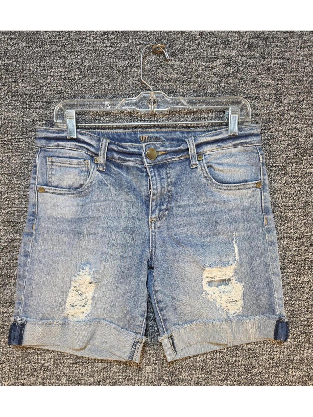 KUT from the Kloth Bermuda Denim Shorts Blue Light Wash Women's 6 Mid Rise 6"